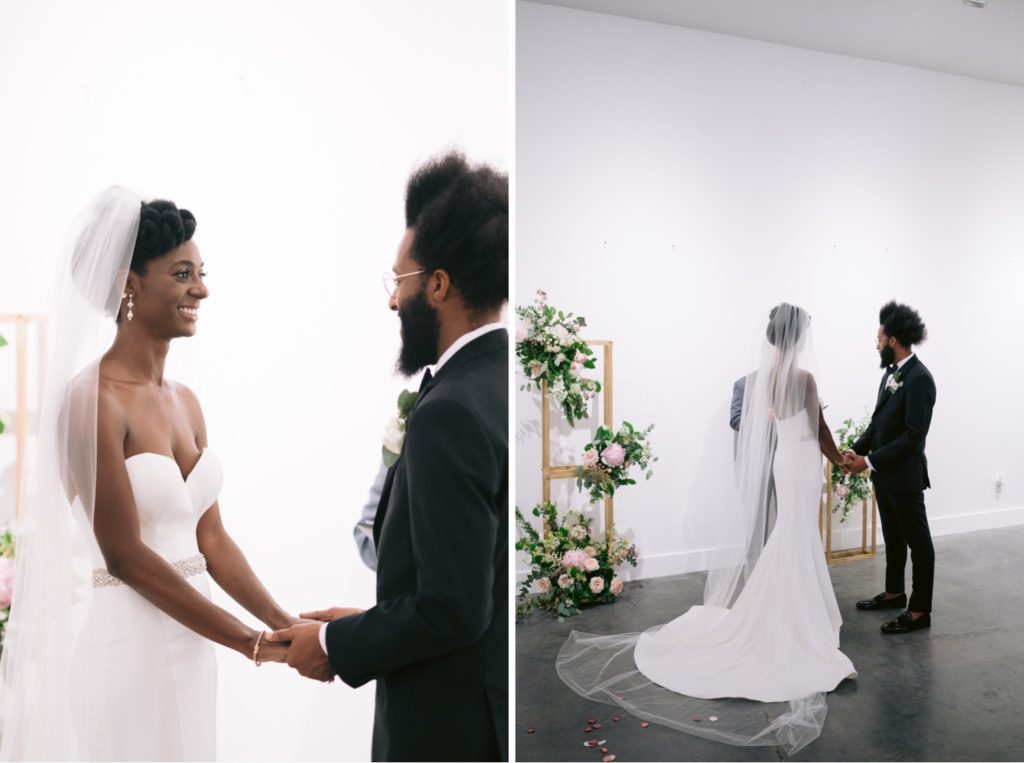 Intimate COVID-19 wedding in Tampa, Florida at an art gallery