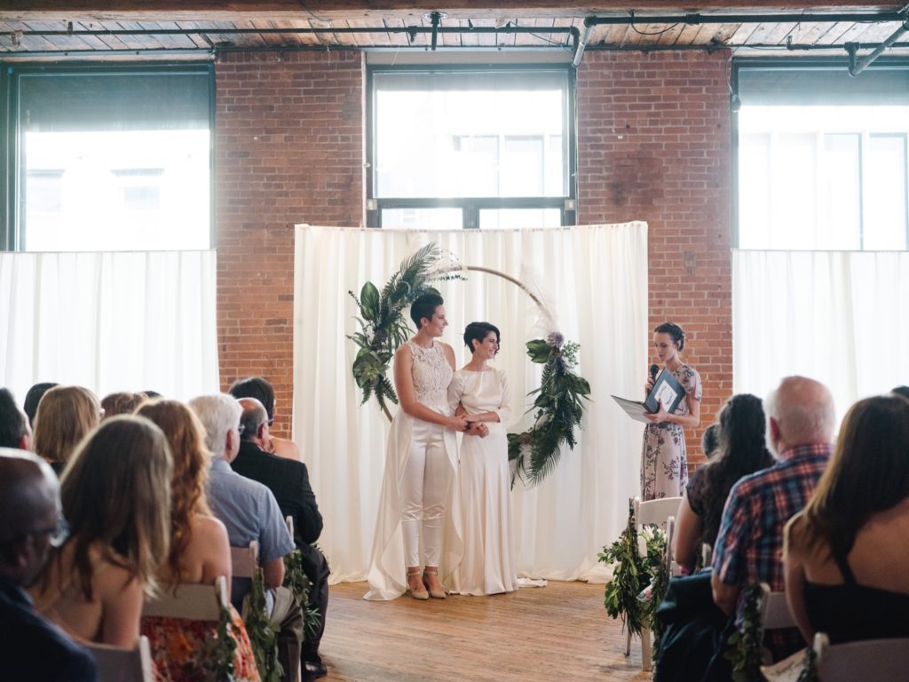Wedding at DUMBO Loft in Brooklyn with two brides