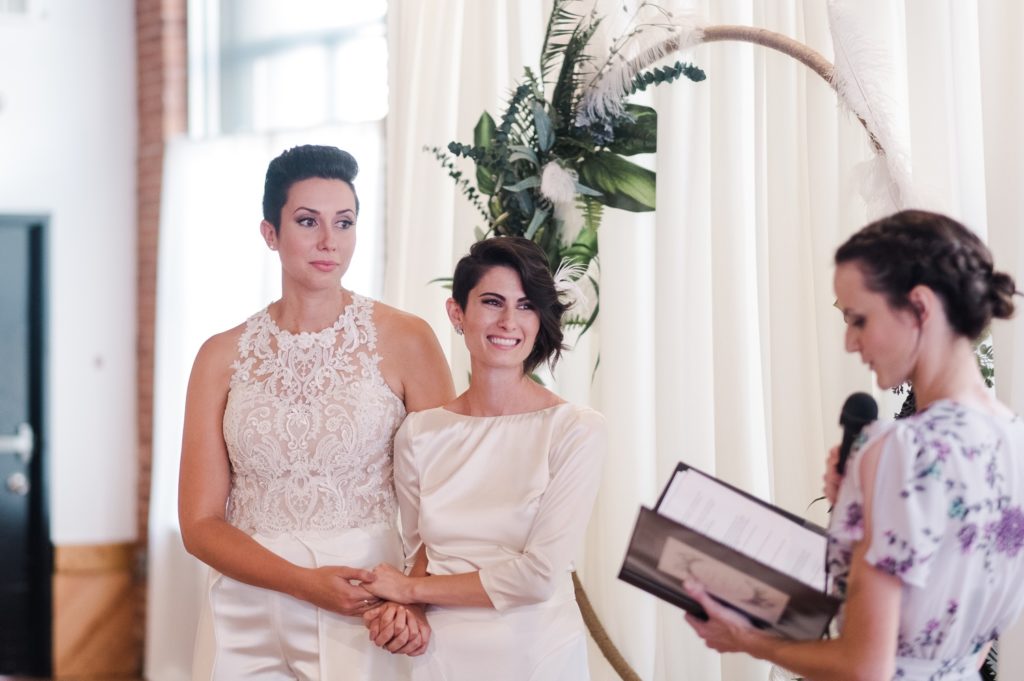 Wedding at DUMBO Loft in Brooklyn with two brides