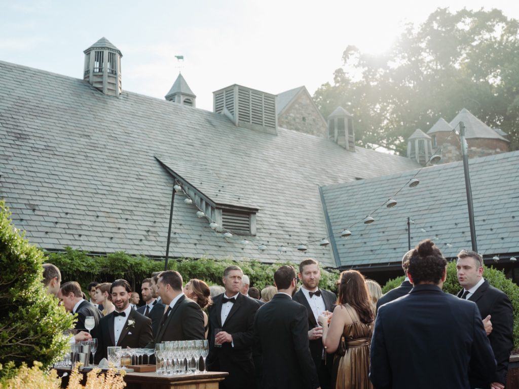 Cocktail hour for wedding at Blue Hill at Stone Barns