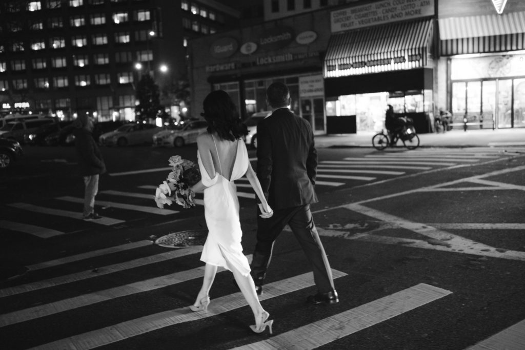 Wedding shots at night on New York City streets