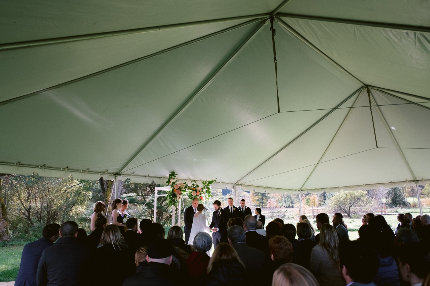 Wedding ceremony at Hayfield Catskills