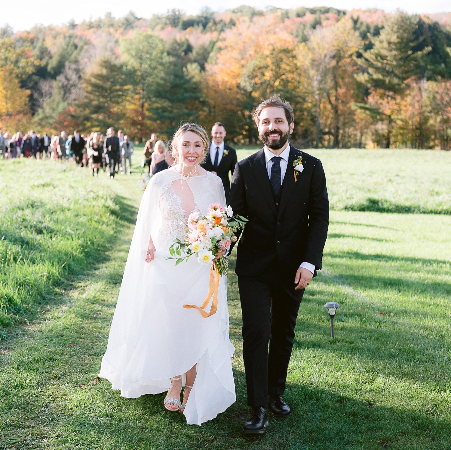 Wedding portraits of couple at Hayfield Catskills