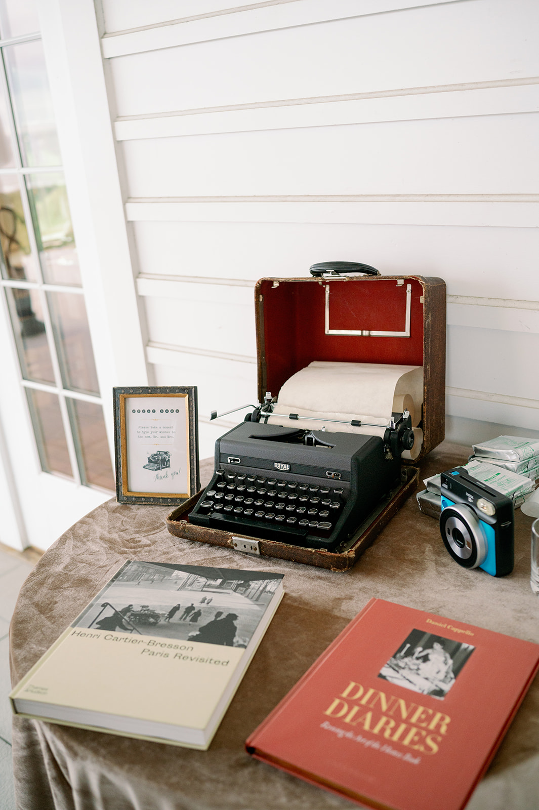 Vintage typewriter wedding guest book.