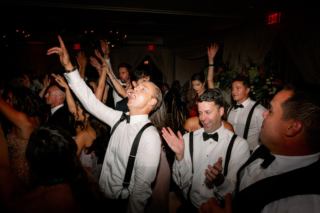 Flash wedding dance party photo.  