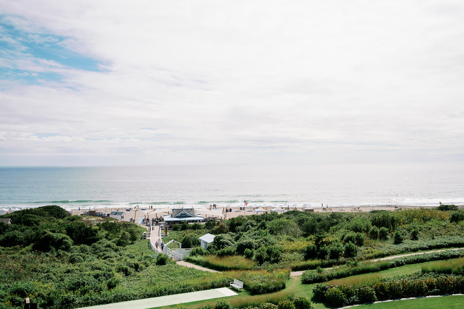 An oceanfront view from the iconic seaside hotel Ocean House in Rhode Island.