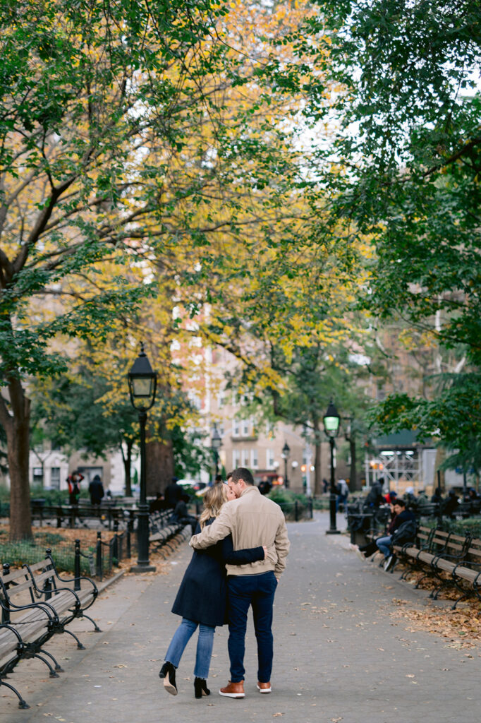 Romantic fall engagement photos in New York. 