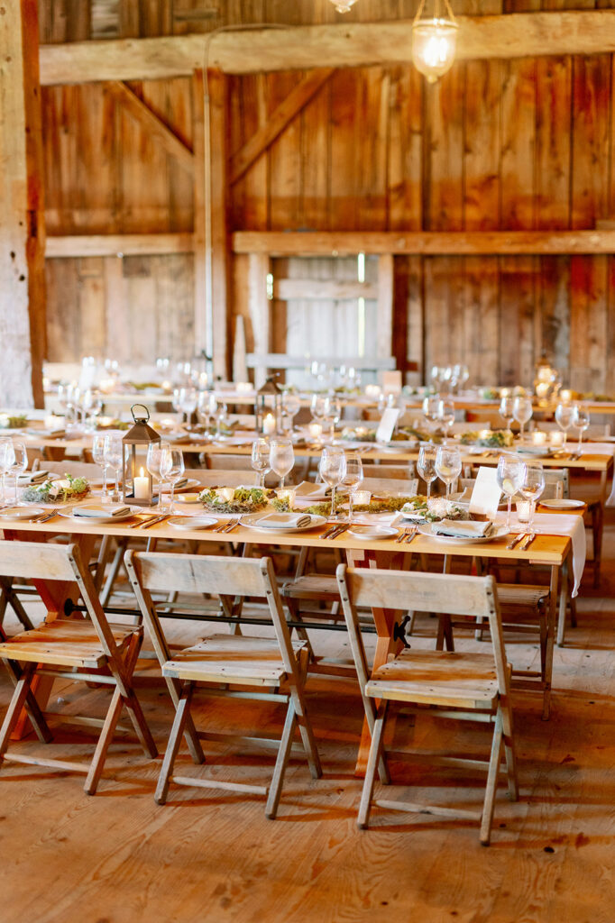 Luxury barn wedding reception in Napa Valley.
