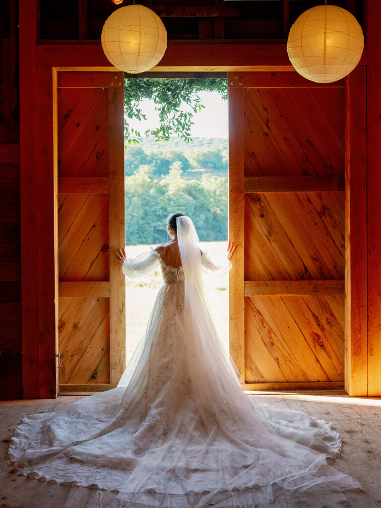 Editorial bridal portrait at her barn wedding in Napa. 