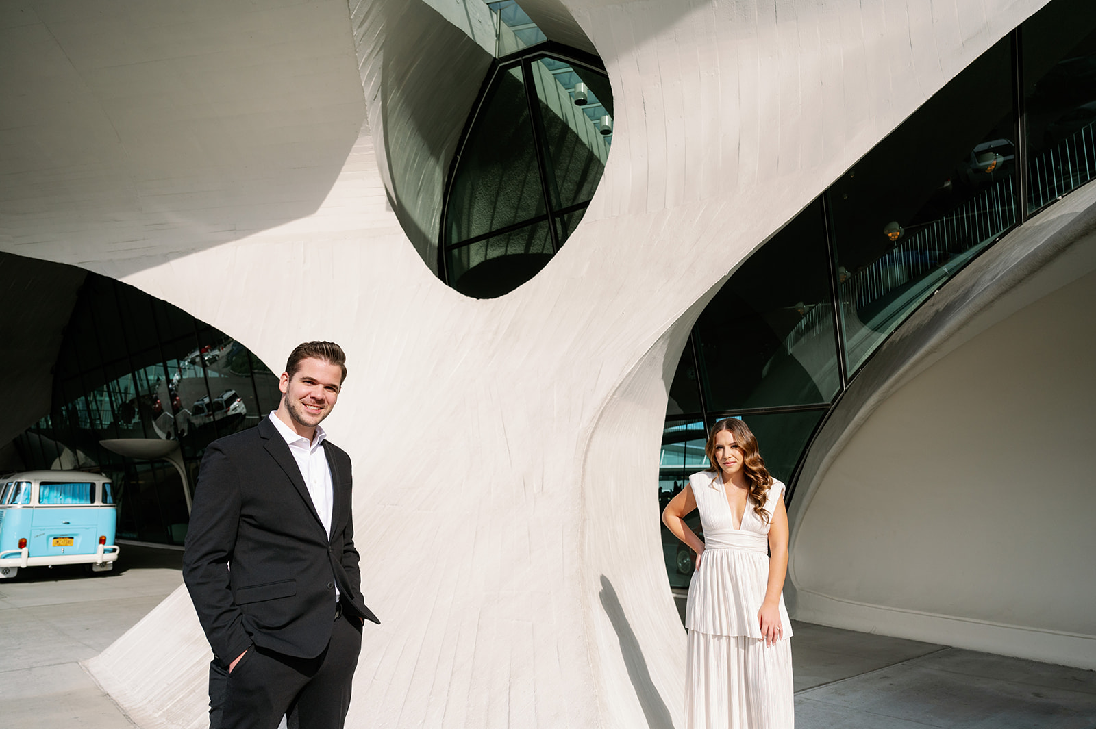 Vintage 1960s inspired TWA Hotel engagement session.