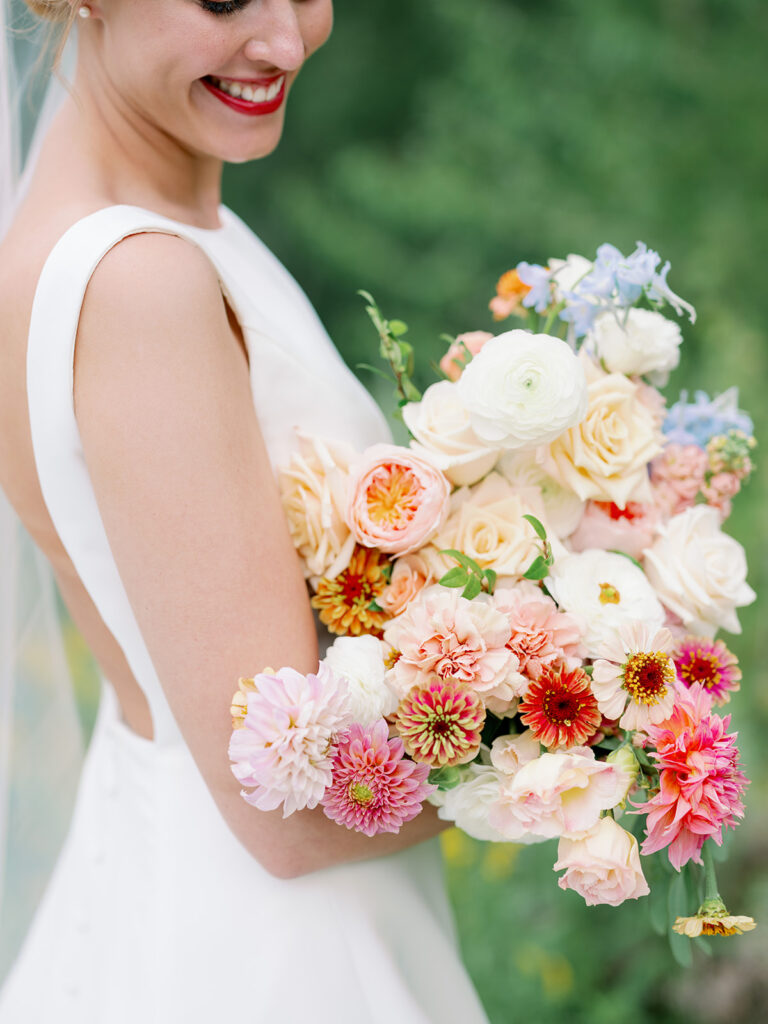 Stunning pastel floral bouquet for a summer wedding in Idaho.