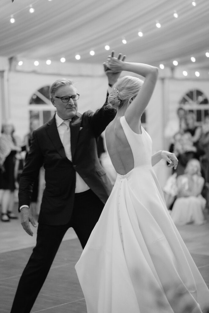 Bride dancing with her dad during the reception.