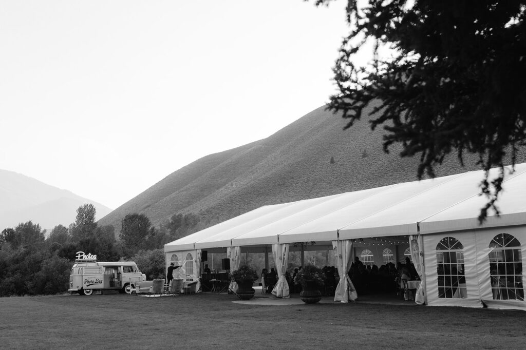Tented wedding reception in Sun Valley, Idaho.