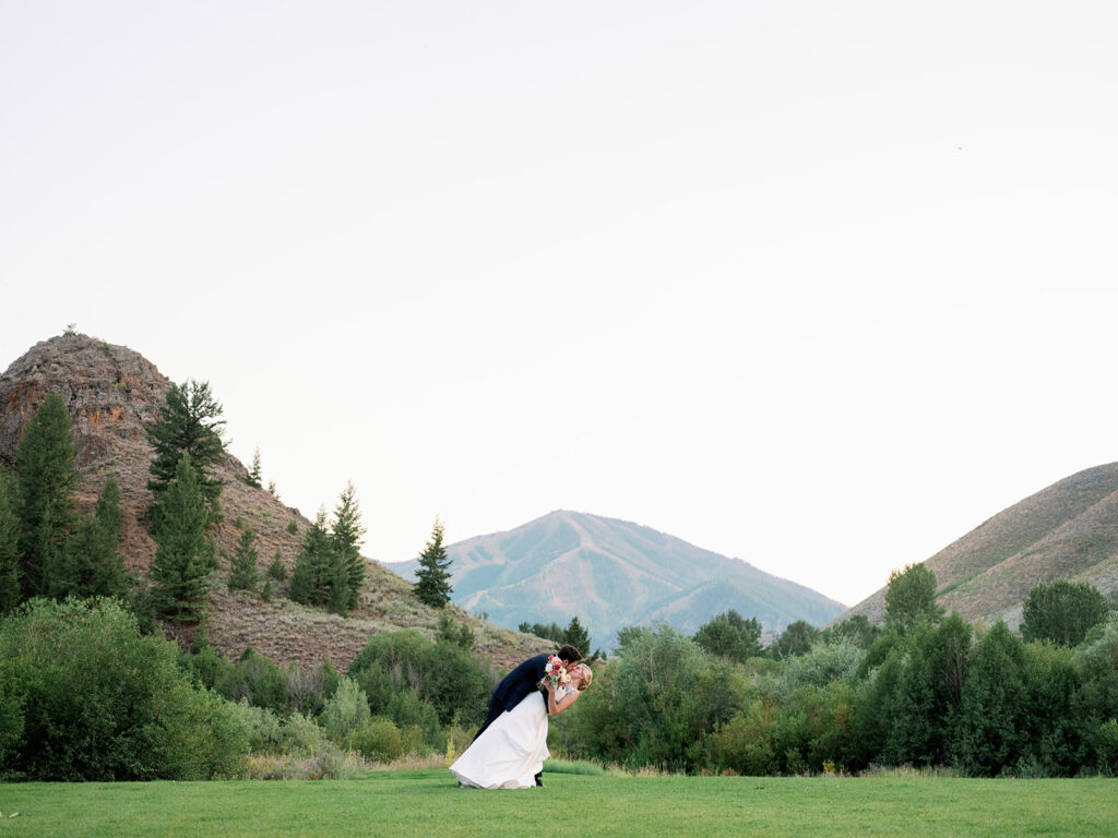 Sun Valley, Idaho wedding bride and groom portraits.