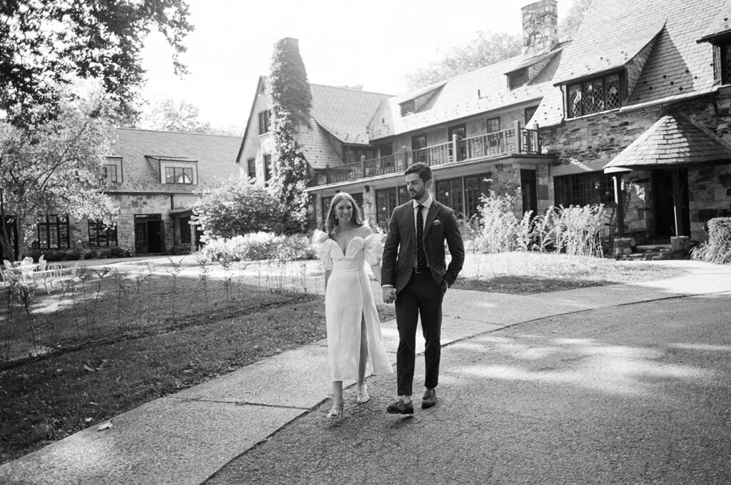 Bride and groom portrait on 35mm film at Troutbeck.