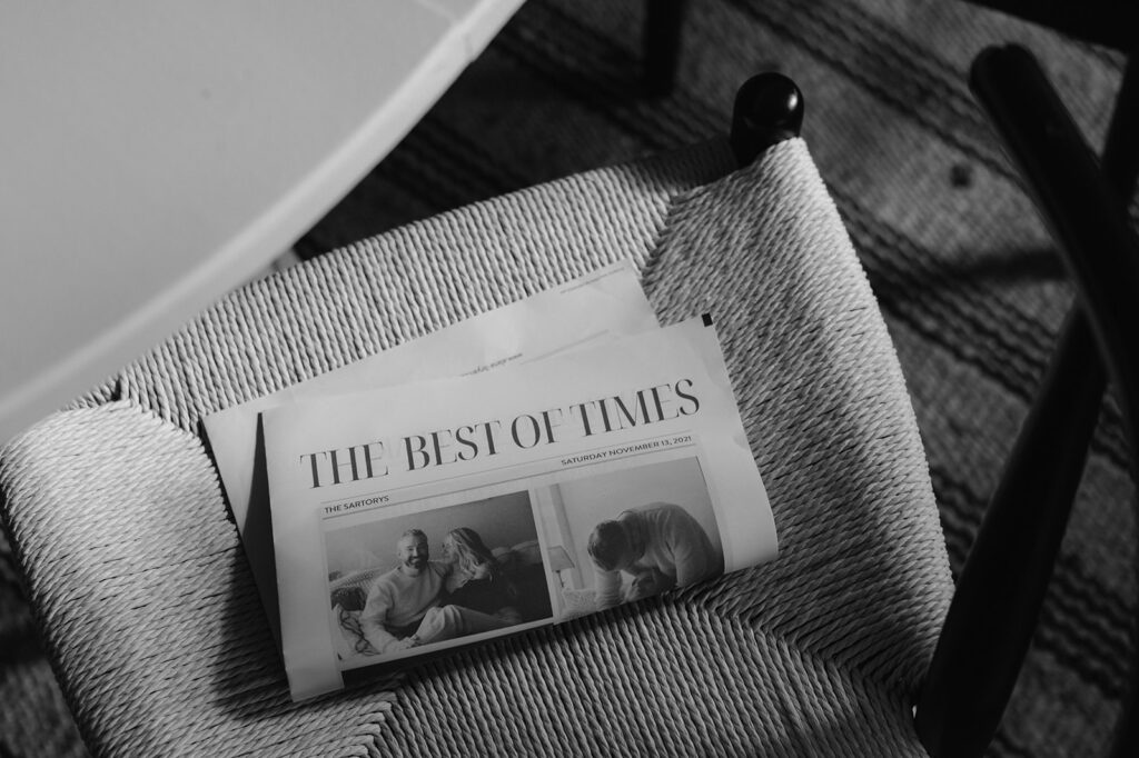 The Best Of Times wedding newspaper.