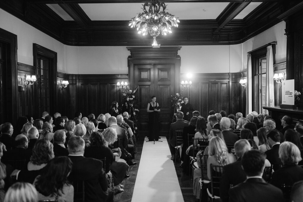 Bourne Mansion indoor wedding ceremony.