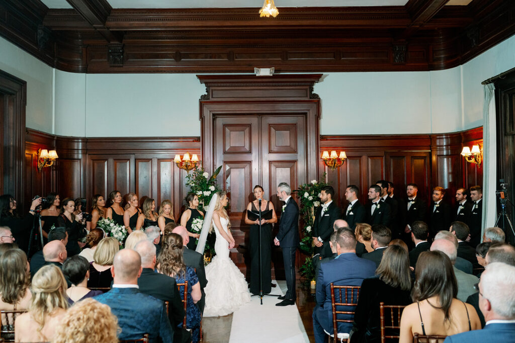 Bourne Mansion luxury indoor wedding ceremony.