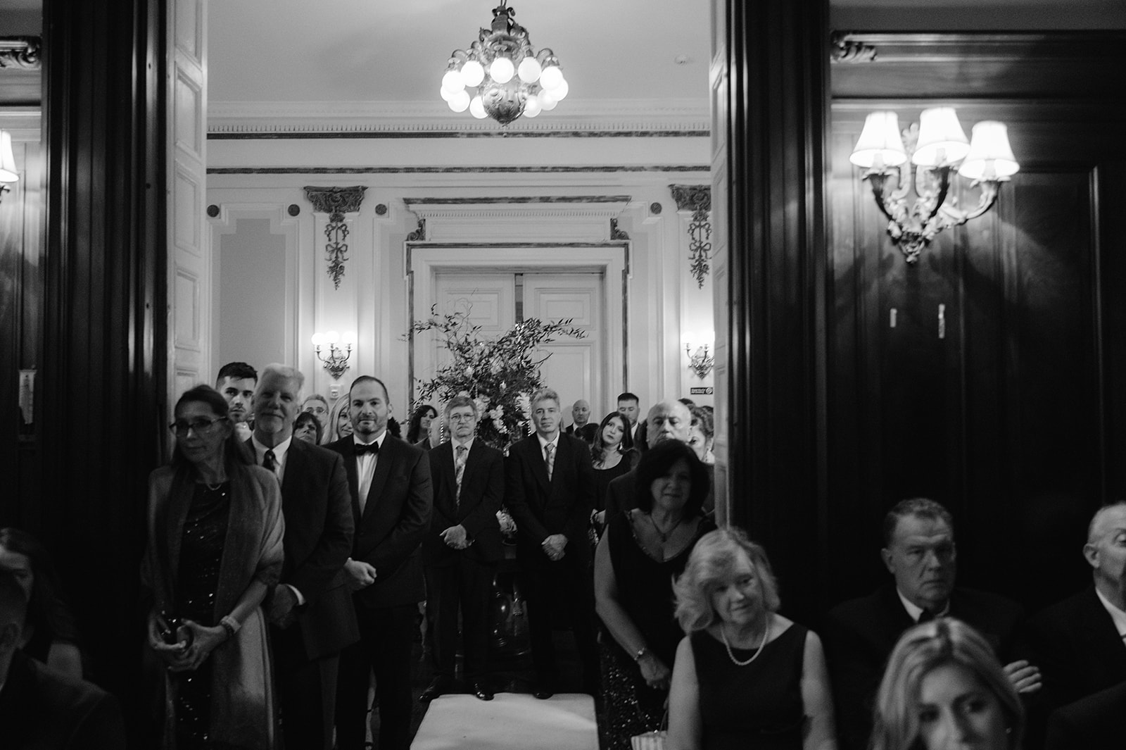 Bourne Mansion indoor wedding ceremony overflow guests.