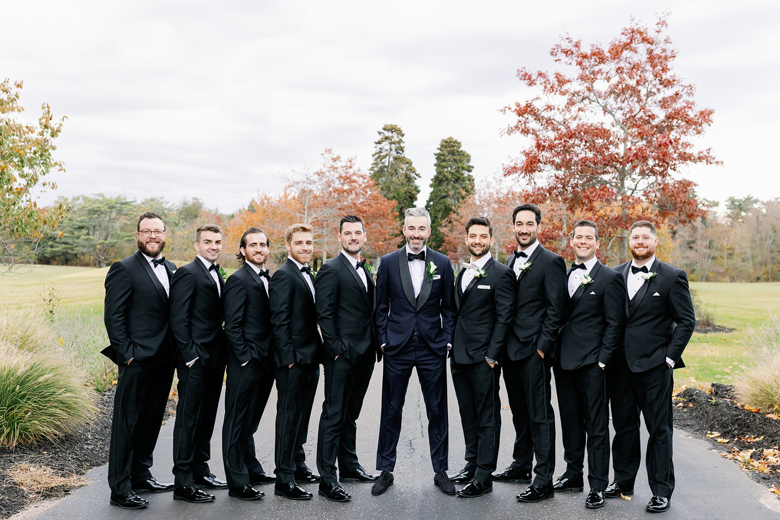 All black groom and groomsmen group photo.