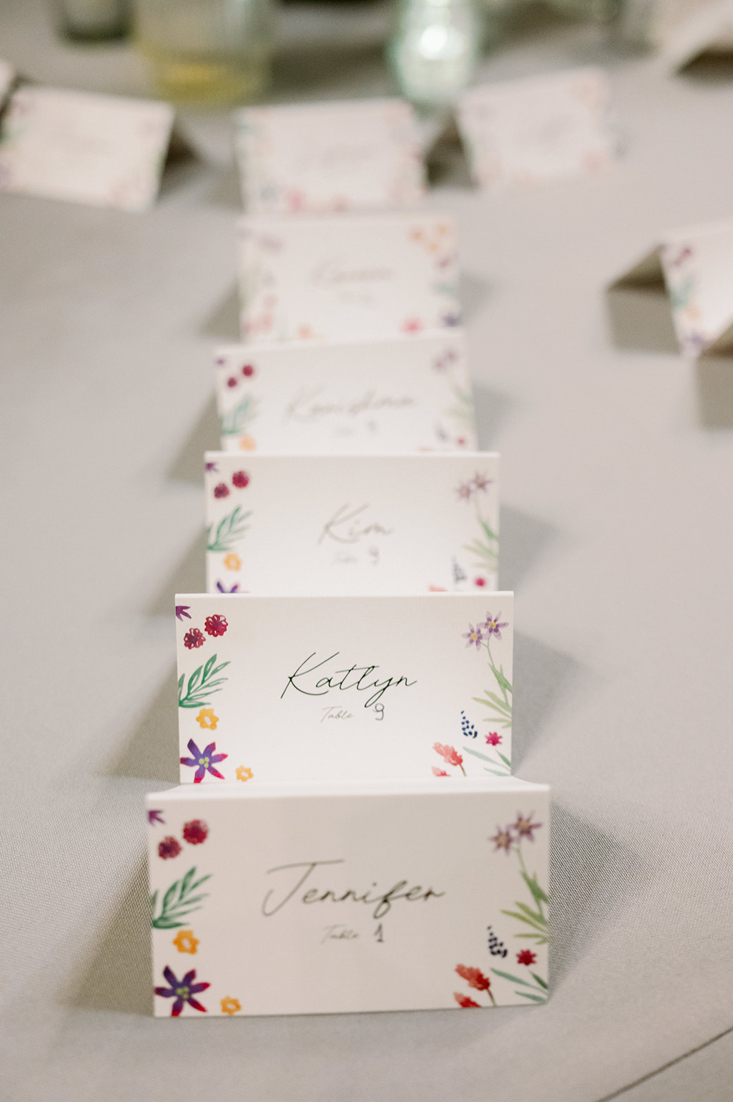 Wedding watercolor name cards.