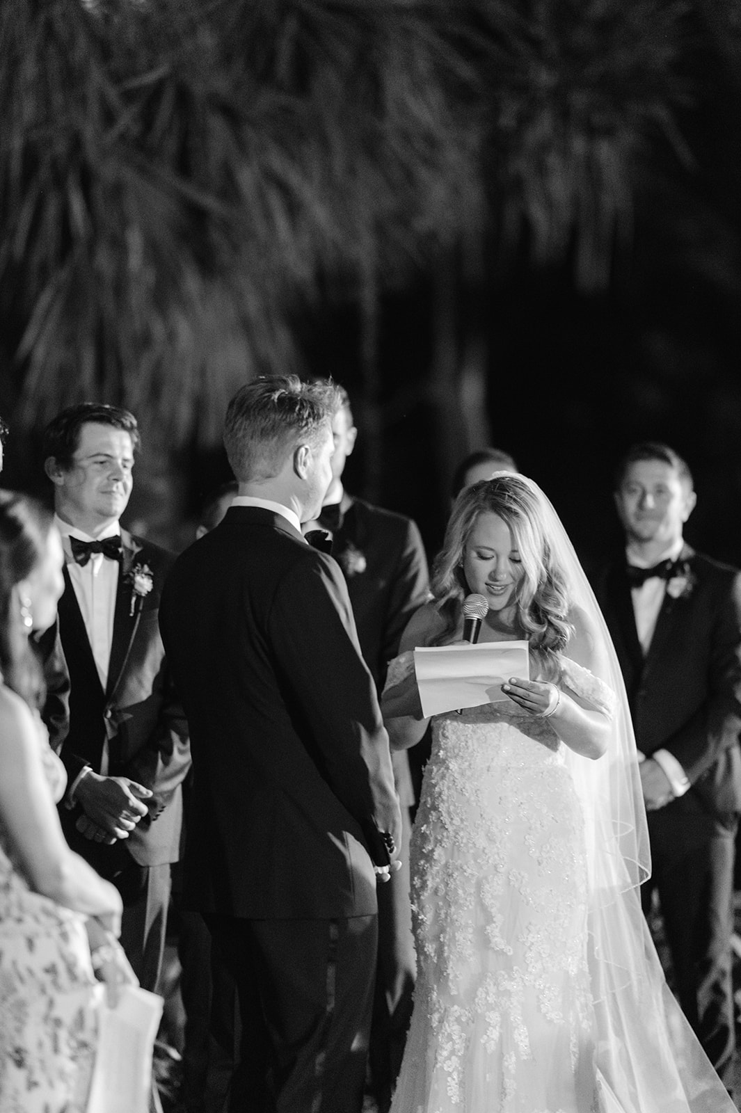 Bride reading her vows.