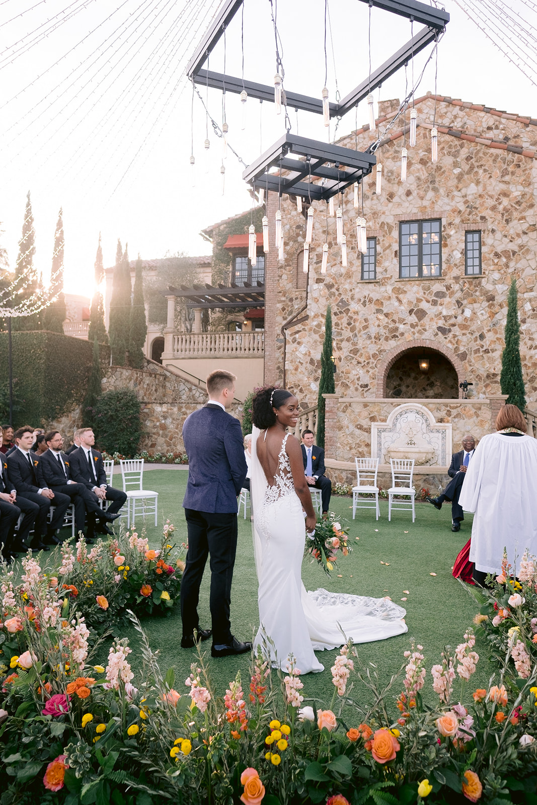 Romantic luxury wedding ceremony-in-the-round at Bella Collina in Orlando, Florida. 