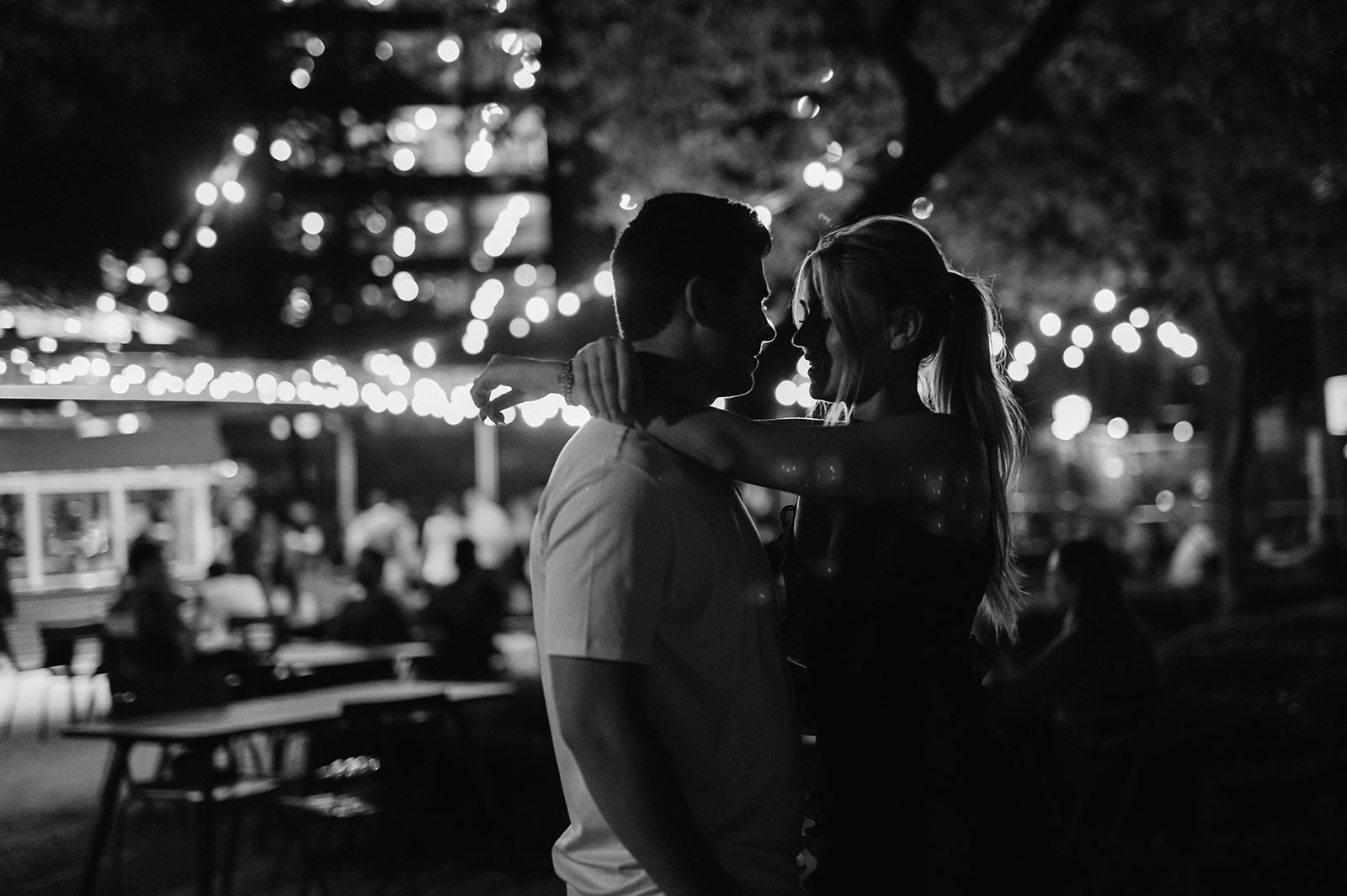 Romantic nighttime engagement session in New York.