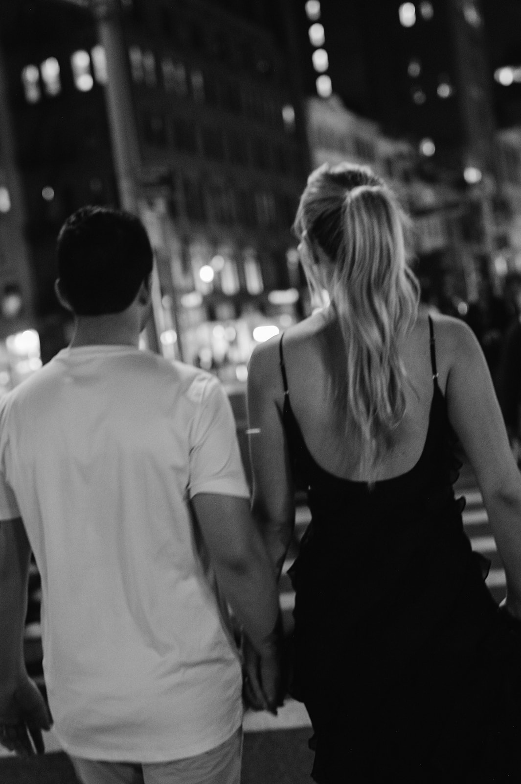 Romantic nighttime engagement session in NYC.