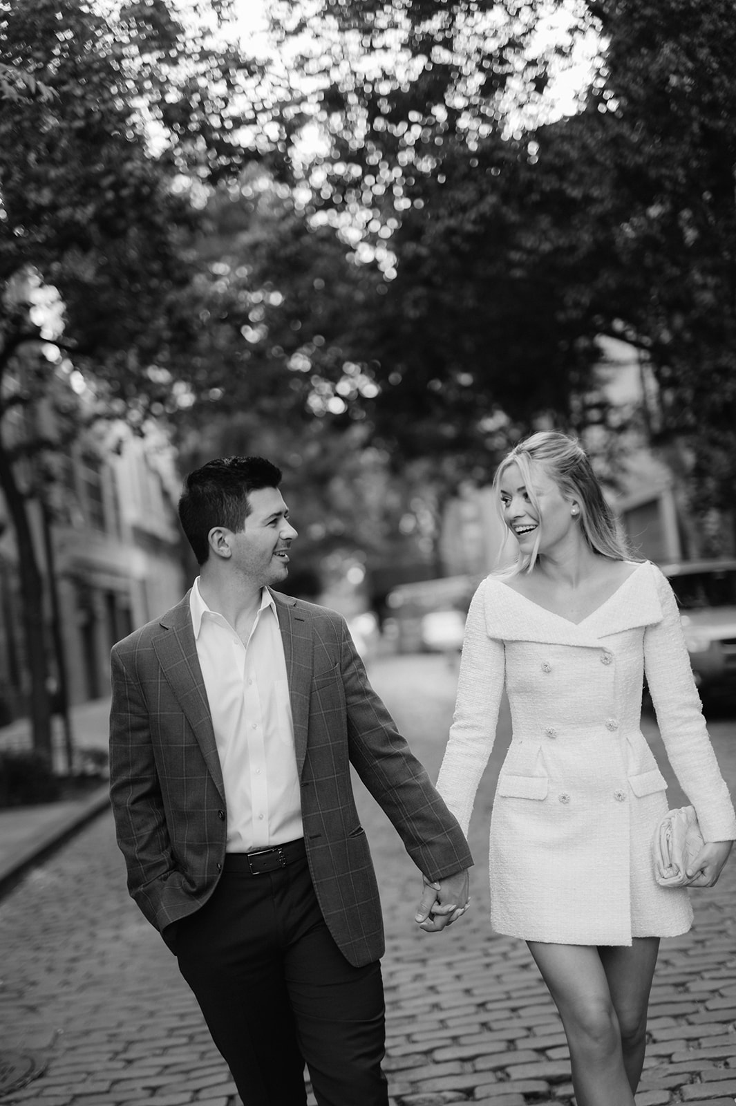 Modern documentary-style engagement photos in New York.