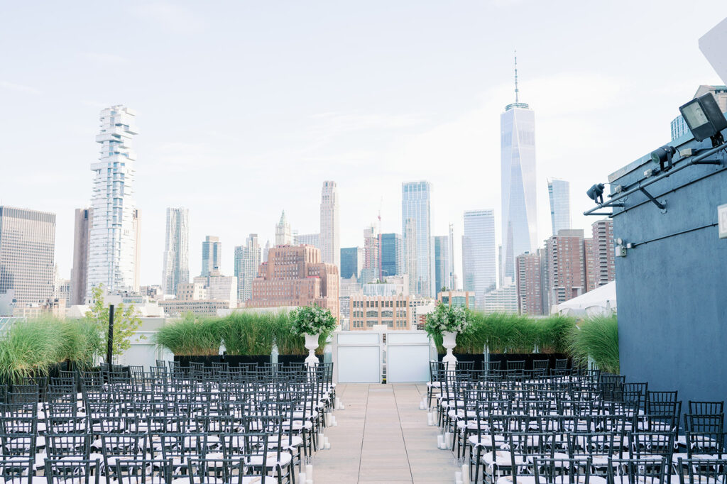 Tribeca Rooftop + 360 outdoor wedding ceremony in NYC.