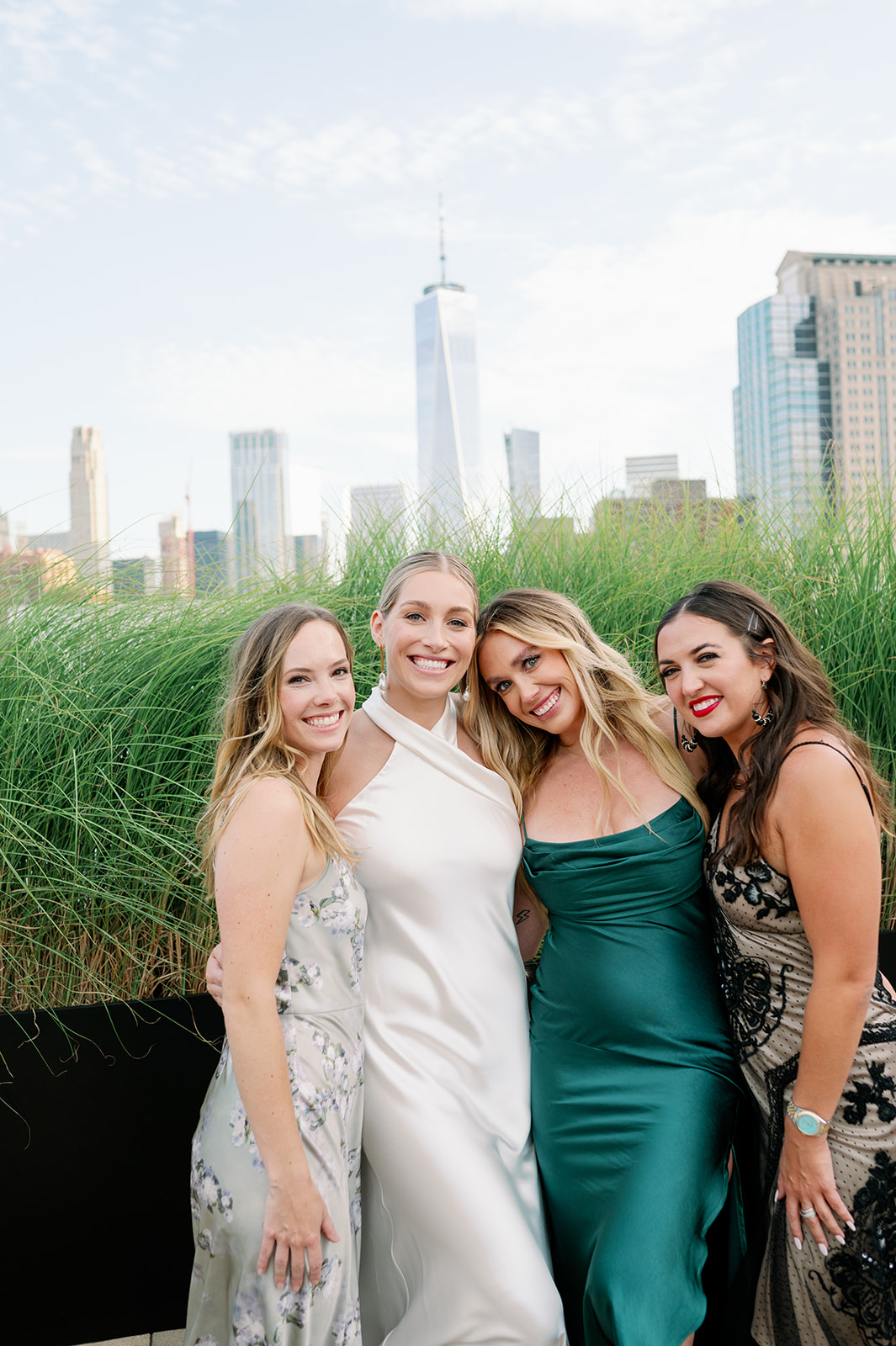 Tribeca Rooftop wedding bride and girl friends. 