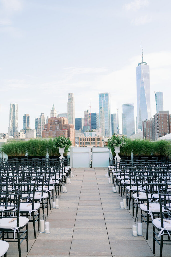 Tribeca Rooftop wedding ceremony overlooking Manhattan.