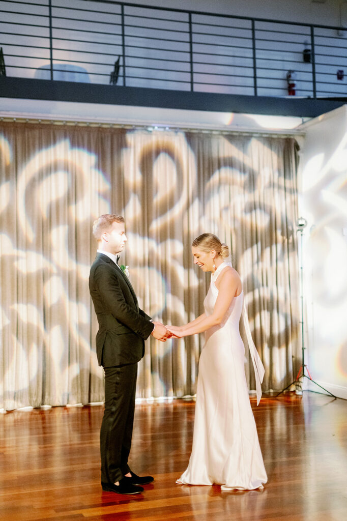 Tribeca Rooftop wedding reception bride and groom first dance.