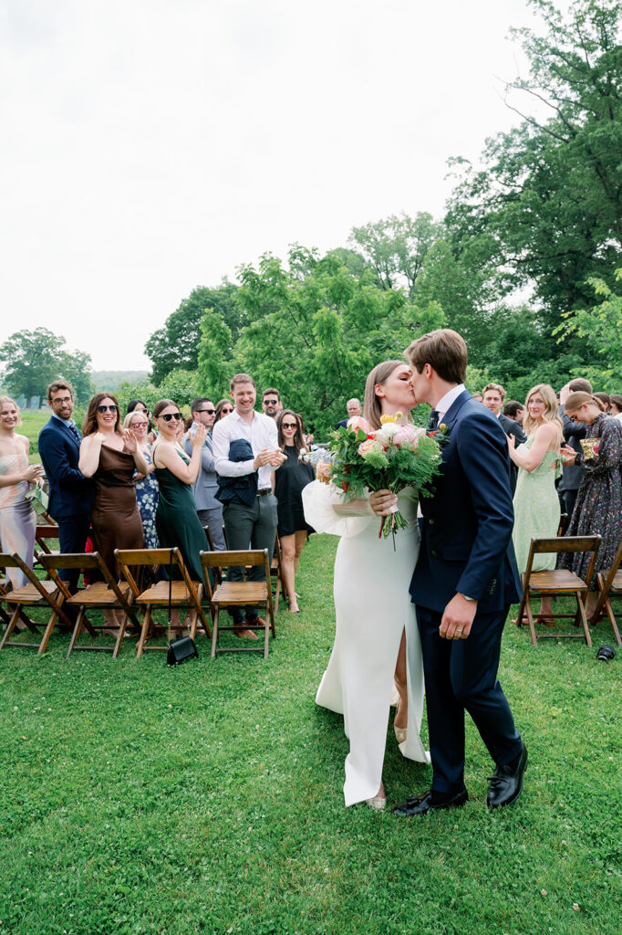 Garden wedding ceremony at Blue Hill at Stone Barns. 