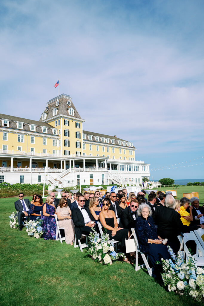 Outdoor wedding ceremony at Ocean House in Rhode Island. 