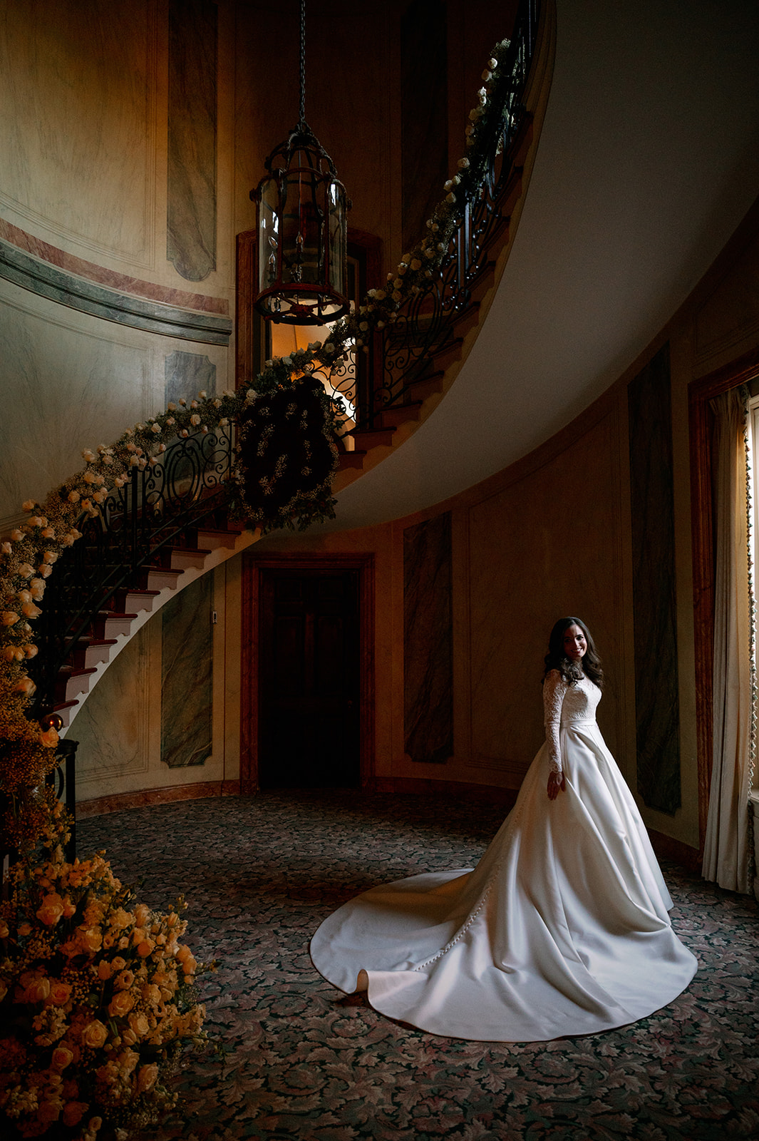 Editorial New York wedding bridal portrait at Pine Hollow Country Club.