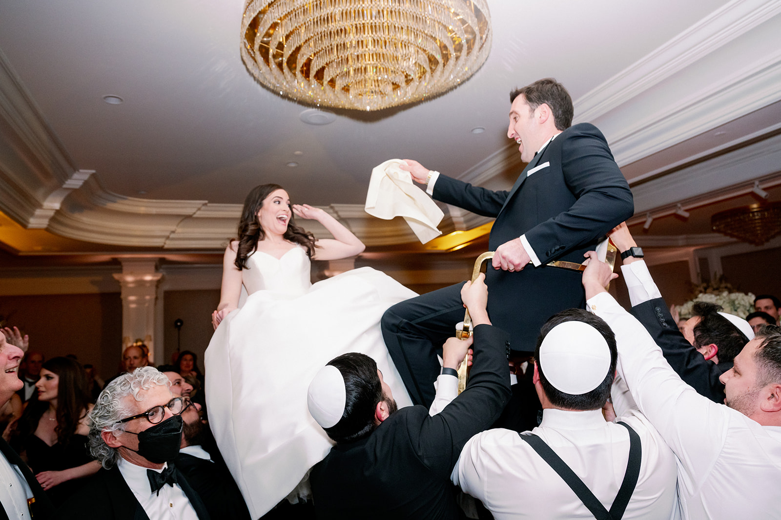 Bride and groom Jewish Hora Dance at Pine Hollow Country Club.