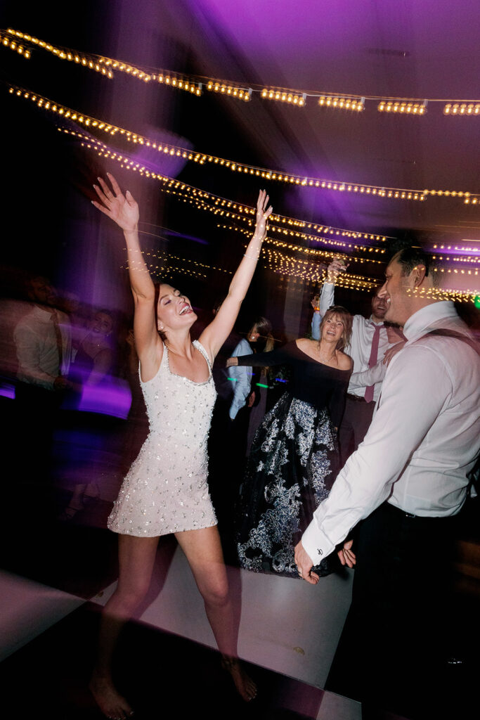 Bride and groom after party dancing photo. 