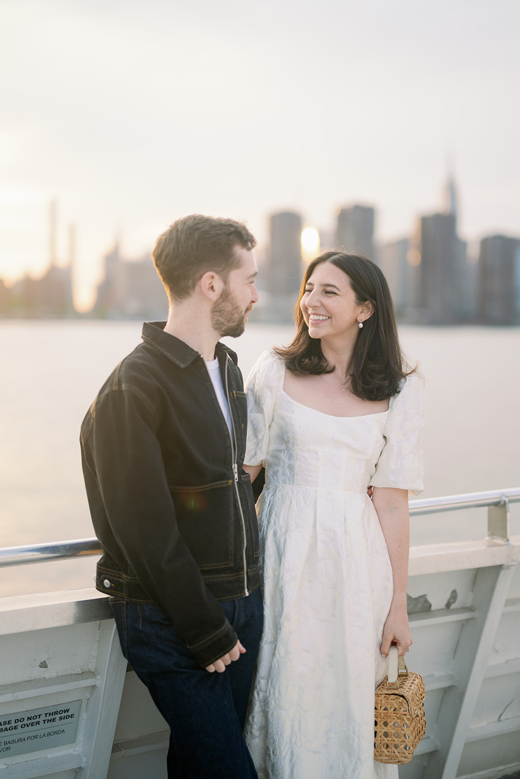 Sunset ferry boat engagement session in San Francisco. 