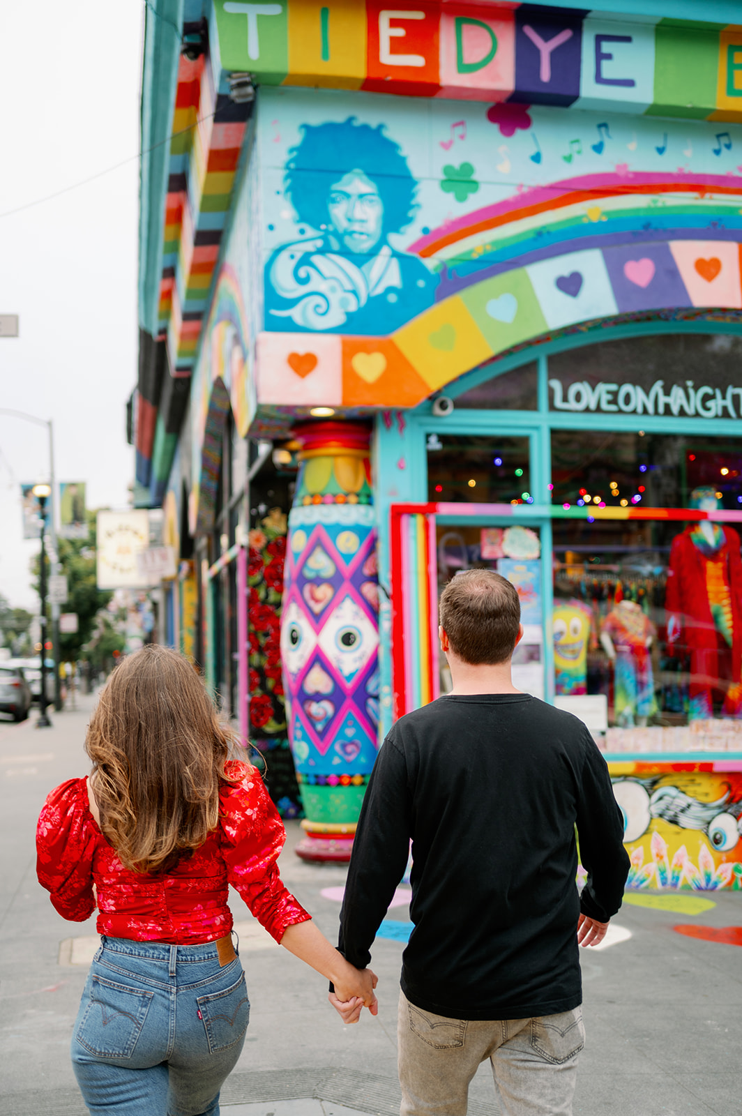 Untraditional engagement photoshoot at Haight-Ashbury in San Francisco, California. 