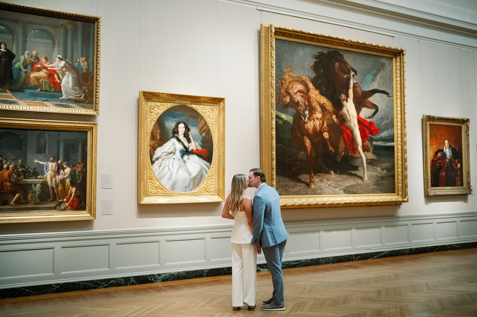 Documentary San Francisco art museum engagement session. 