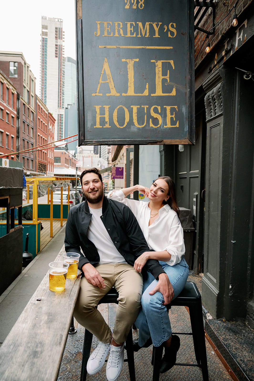 San Francisco bar engagement photoshoot. 